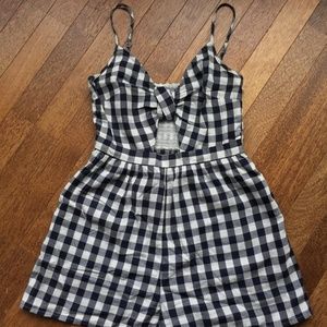 American Eagle keyhole gingham romper